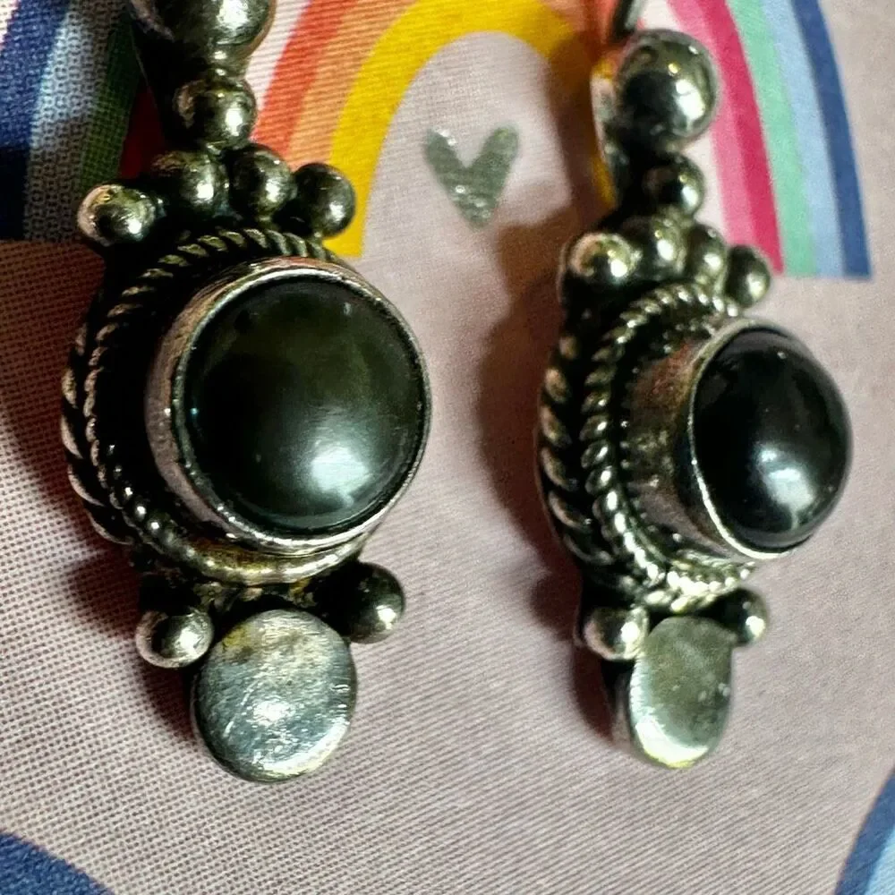 Sterling Silver Gray Hematite Artisan Earrings